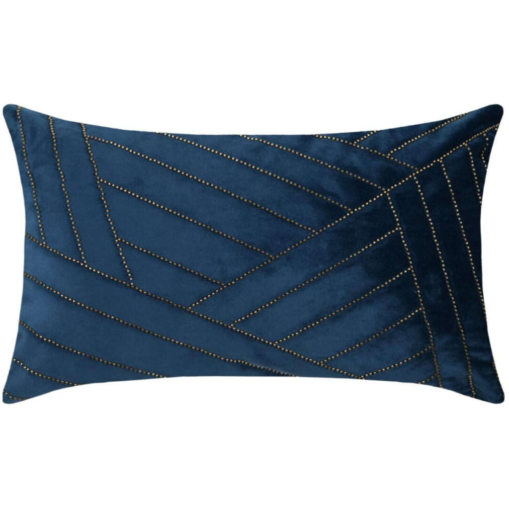 Garmo Velvet Pillow Navy 12x20in