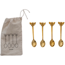 Brass Spoons w/ Bees, 4pc in Printed Drawstring Bag