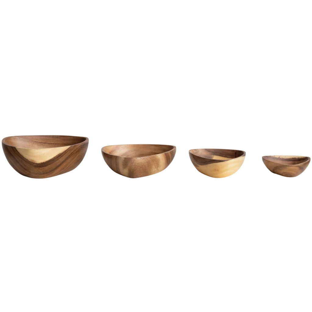 Acacia Wood Bowls Set of 4