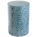 Blue Capiz Cylinder Stool 20in