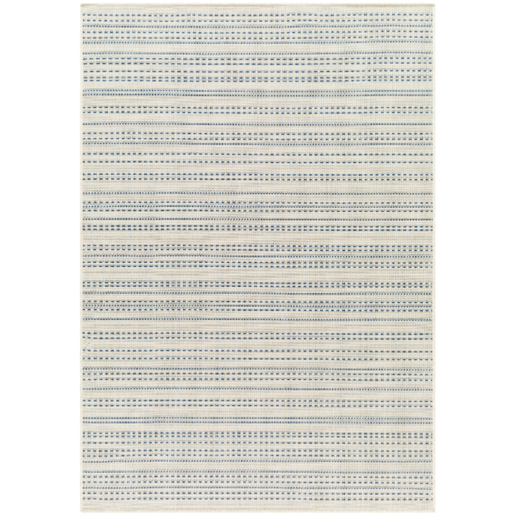 Ravello Ivory Blue Stripe Indoor Outdoor Rug 5x7
