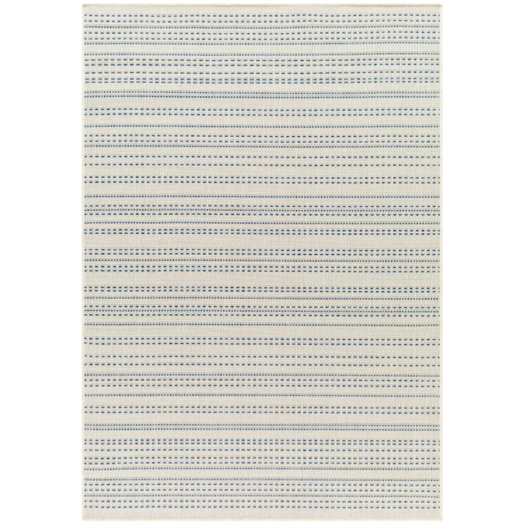 Ravello Ivory Blue Stripe Indoor Outdoor Rug 6X9