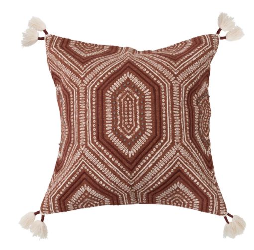 [168602-BB] Embroidered Pillow w/ Tassels 18in