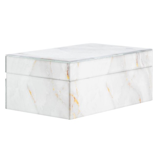 [168706-BB] Wood Abstract Box White 8x5in