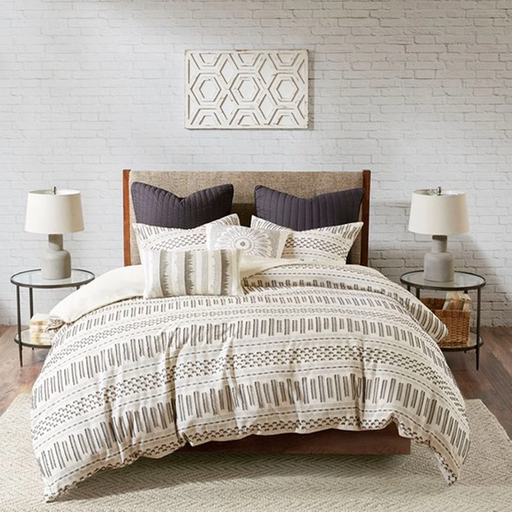 [711775-BB] Rhea Cotton Jacquard Queen Duvet Cover Mini Set