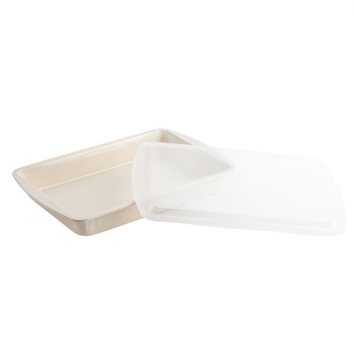 [169358-BB] Core Home Rectangular Cake Pan Set with Lid Cream Speckle 2pc