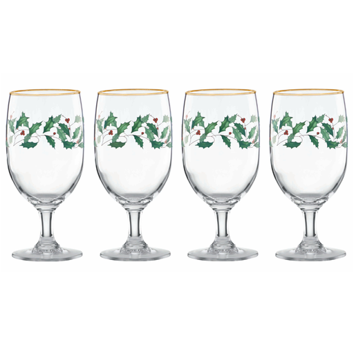 [169717-BB] Lenox Mistletoe Green Iced Beverage Drinking Glass Set of 4