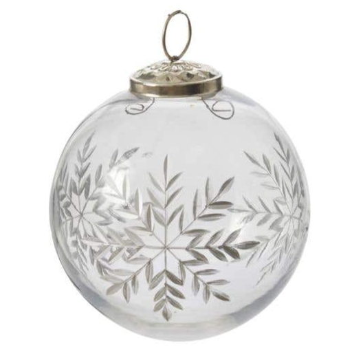 [170448-BB] Silver Snow Ornament 4in