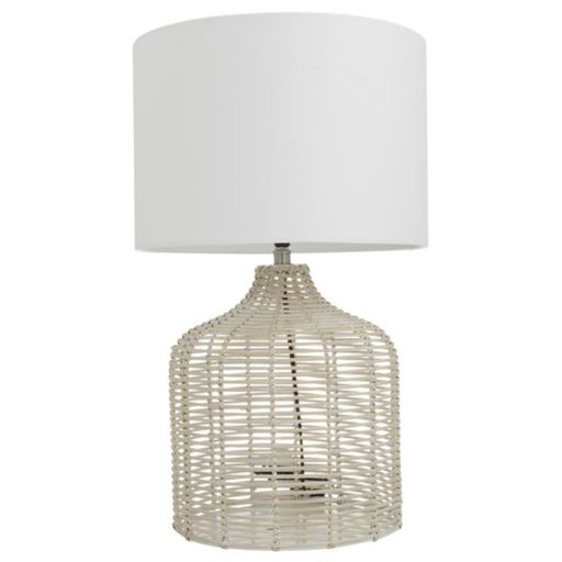 [170966-BB] Whitewashed Rattan Table Lamp 25in