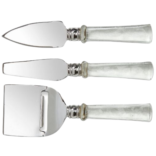 [171095-BB] Glass Handle Cheese Utensil S/3 Clear