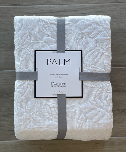 [171242-BB] Palm Queen Coverlet Set White