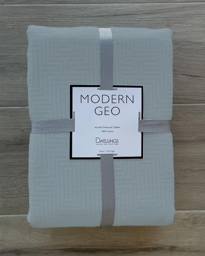 [171255-BB] Modern Geo Twin Coverlet Set Silver
