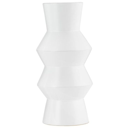 [171477-BB] White Ceramic Totem Vase 12in