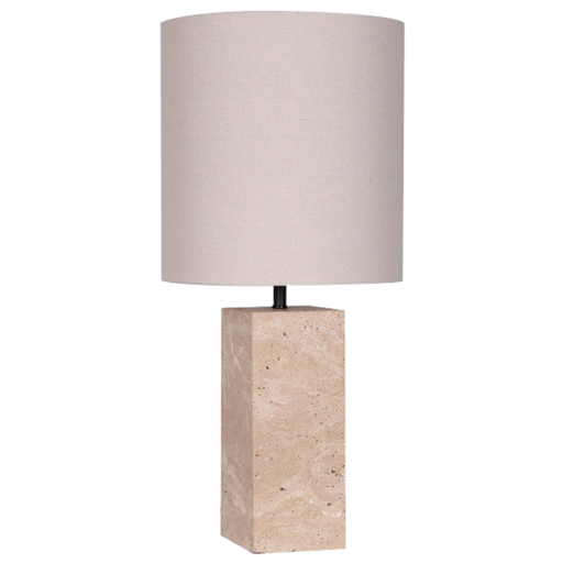[171493-BB] Travertine Pillar Table Lamp 25in