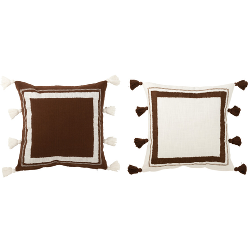 [171658-BB] Brown Tassel Pillow Assorted 20in