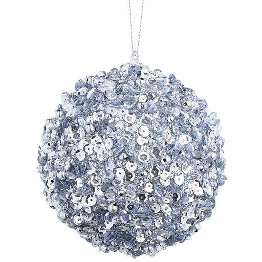 [171992-BB] Silver Sequined Ornament 4in