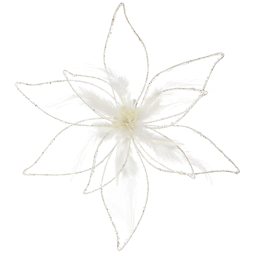 [171993-BB] Feather Poinsettia with Clip 12in