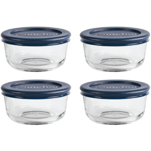 [172325-BB] Anchor Hocking SnugFit® Round Food Storage Value Pack Navy 1 Cup 8pc