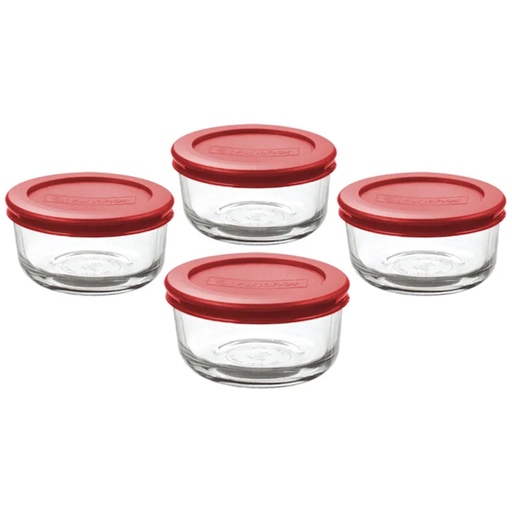 [172326-BB] Anchor Hocking SnugFit® Round Food Storage Value Pack Red 1 Cup 8pc