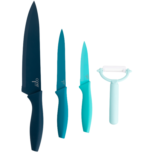 [172260-BB] Core Home Knife with Peeler Set Teal 4pc