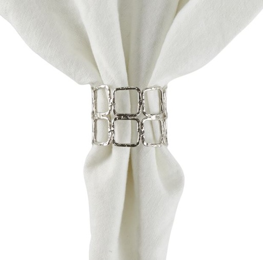 [159170-BB] Double Square Silver Napkin Ring