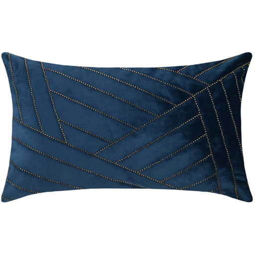 [172431-BB] Garmo Velvet Pillow Navy 12x20in