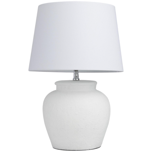 [172539-BB] White Cement Pot Inspired Table Lamp 24in