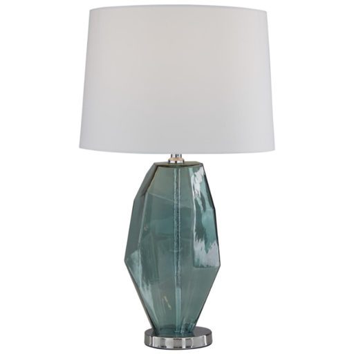 [172540-BB] Teal Glass Abstract Angular Table Lamp 25in