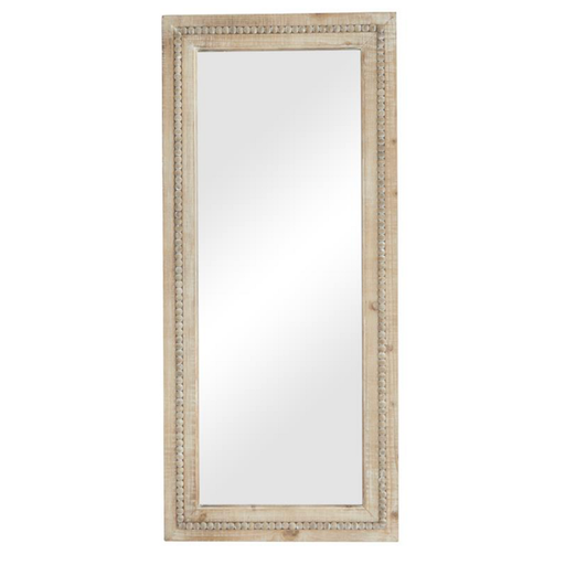 [172544-BB] Brown Wood Distressed Wall Mirror w/ Beaded Detailing 24x54in
