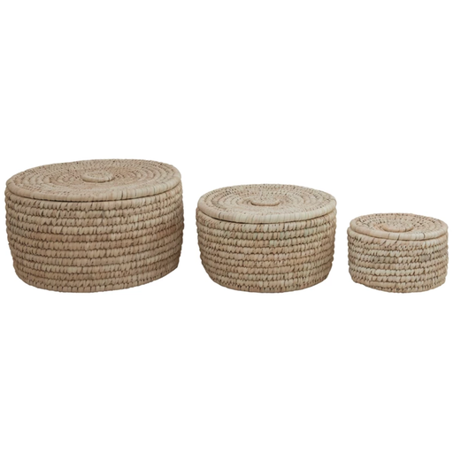 [172634-BB] Hand-Woven Baskets with Lids MD