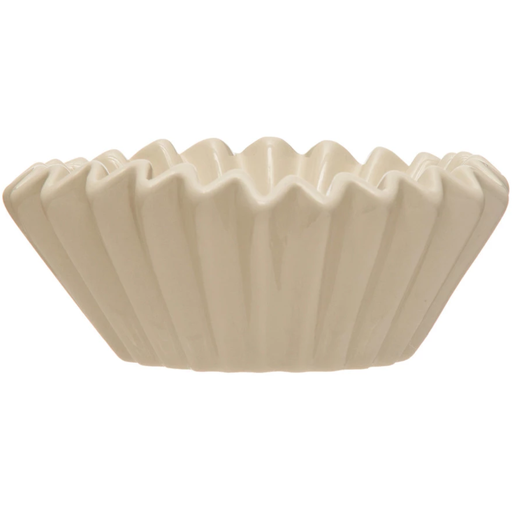 [172652-BB] Stoneware Fluted Bowl, White 6in