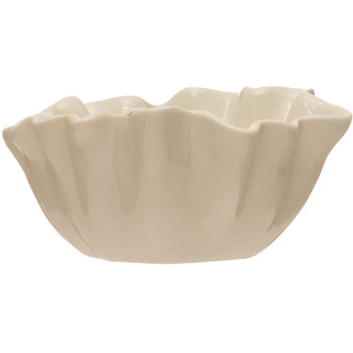 [172653-BB] Stoneware Fluted Bowl, White 4.75in