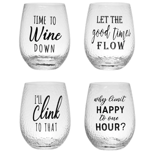 [172665-BB] Drinking Glass w/ Happy Hour Saying, 4 Styles 16 oz.
