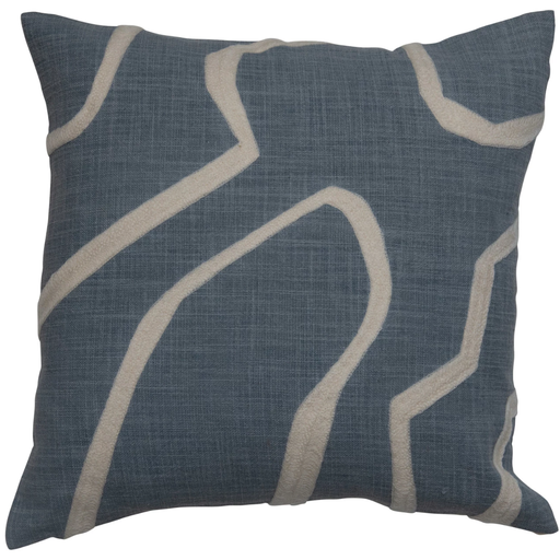[172669-BB] Abstract Blue Embroidered Pillow 18in
