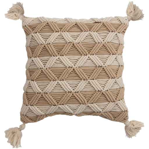 [172671-BB] Macrame Pillow w/ Tassels 16in