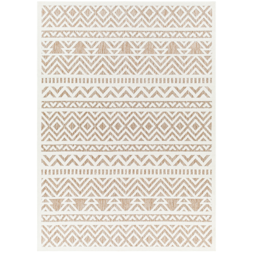 [173255-BB] San Diego White Tan Rug 7ft x 9ft