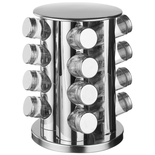 [173394-BB] Glass Spice Jars and Stainless Steel Rack