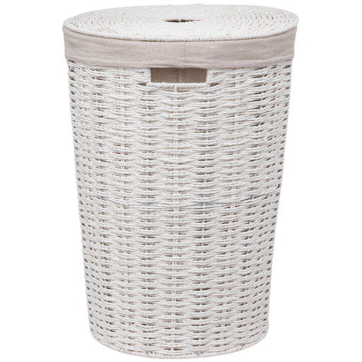 [173425-BB] Round Laundry Basket White