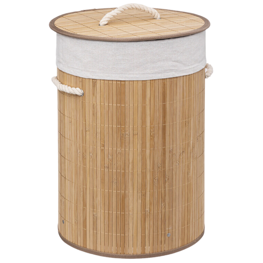 [173429-BB] Round Bamboo Laundry Basket