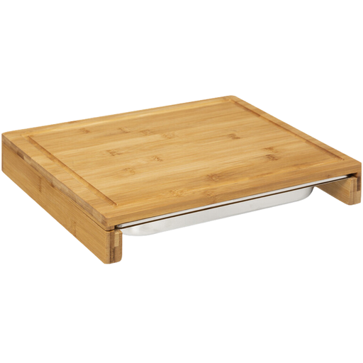 [173468-BB] Bamboo Cutting Board with Stainless Steel Tray 35cmx28cm