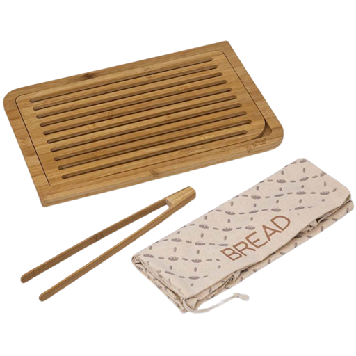 [173469-BB] Bamboo Bread Board and Tongs