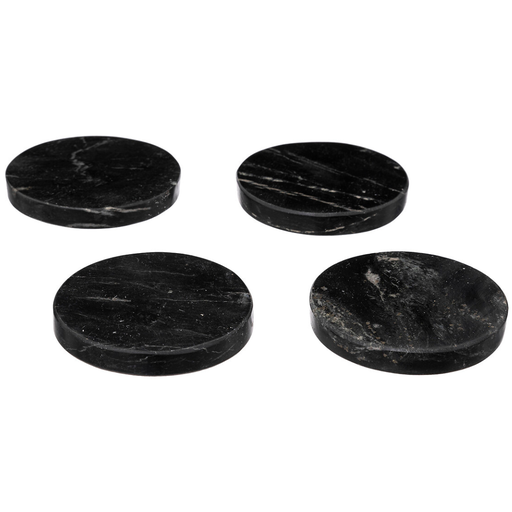 [173474-BB] Marble Coaster Black 4pc
