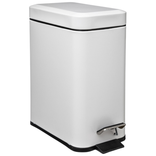 [173522-BB] Rectangle Soft Close Step Can White 5L