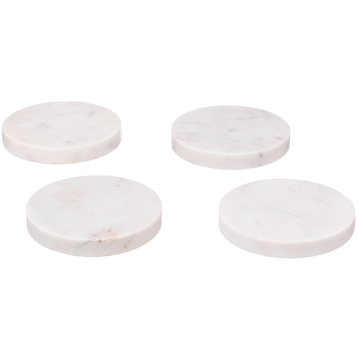 [173529-BB] Marble Coaster White 4pc