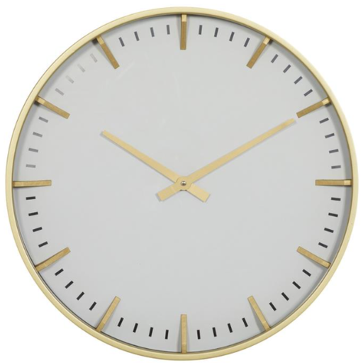 [173610-BB] White & Gold Clock 20in 