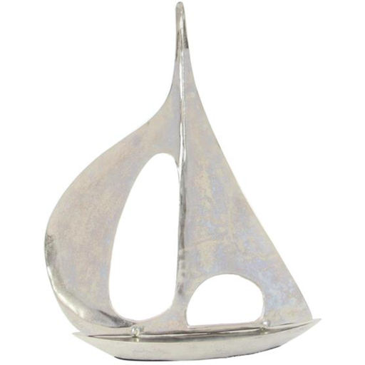 [173646-BB] Silver Sailboat Sculpture 37in