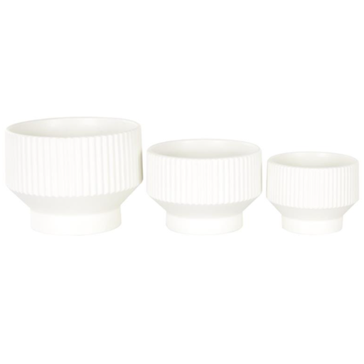 [173664-BB] Groovy Geo Planter White 8in