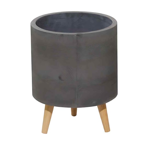 [173672-BB] Grey Cement Footed Round Planter 13in