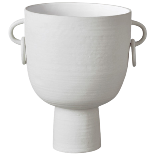 [173733-BB] White Ceramic Handle Vase 10in