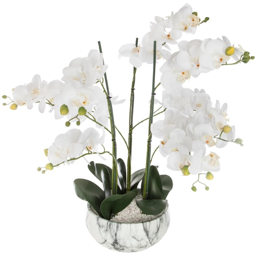 [173770-BB] White Orchid in Marble Pot 65cm
